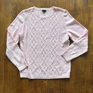 Talbots Women’s Light Pink Cable Knit Sweater Size Lp soft cozy Lambswool blend​